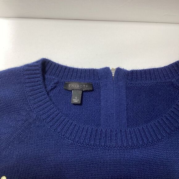 Talbots Lambswool Bejeweled Holiday Sweater Large - Picture 4 of 12